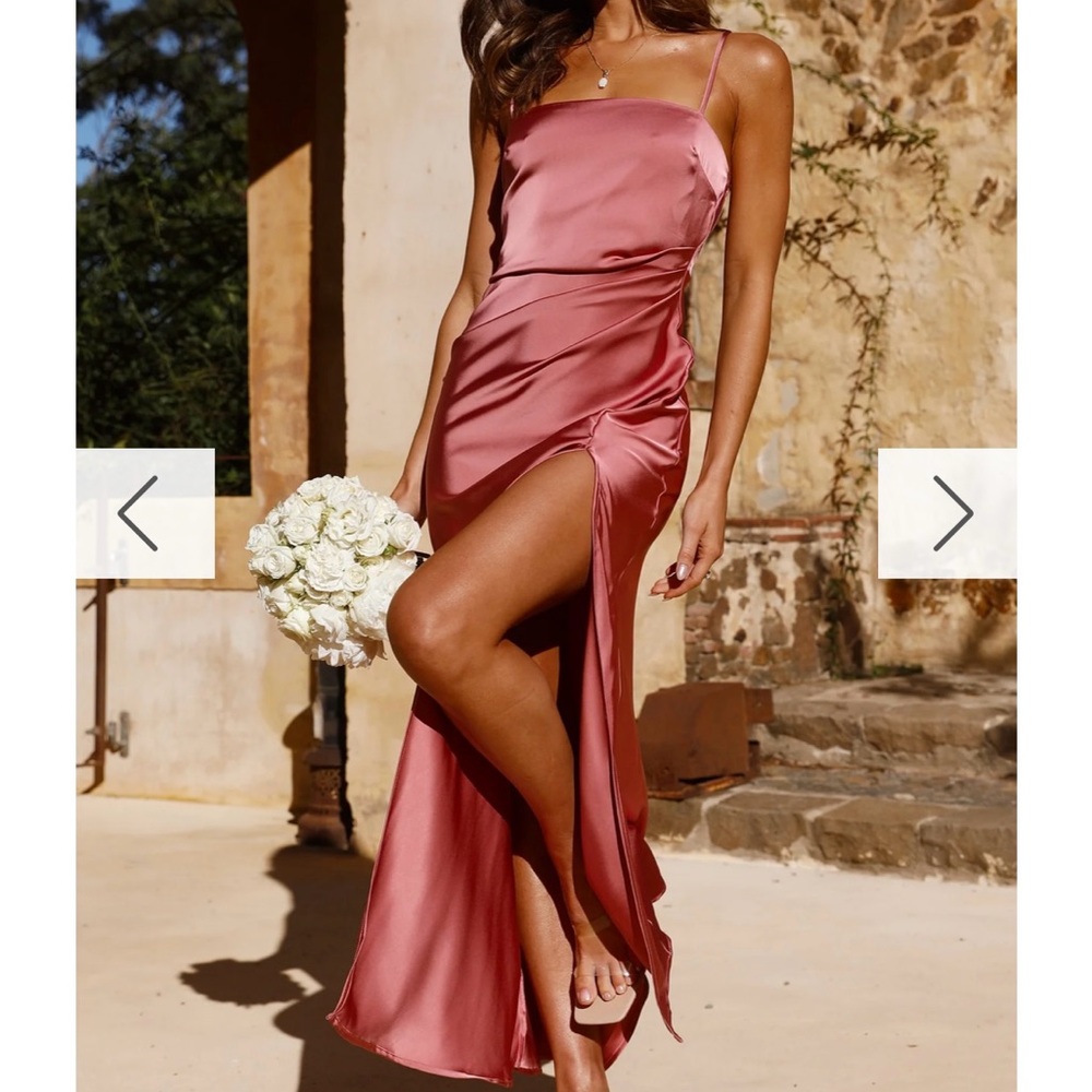 Chic Satin Rose Midi Dress